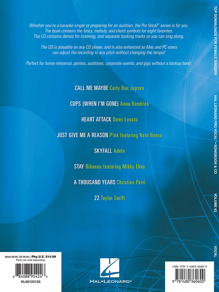 Top Downloads Pro Vocal Womens Edition Volume 62 BK/CD