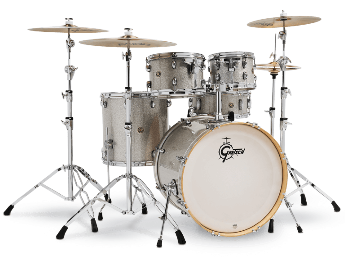 Gretsch Catalina Maple 5 Piece Drum Kit in Silver Sparkle