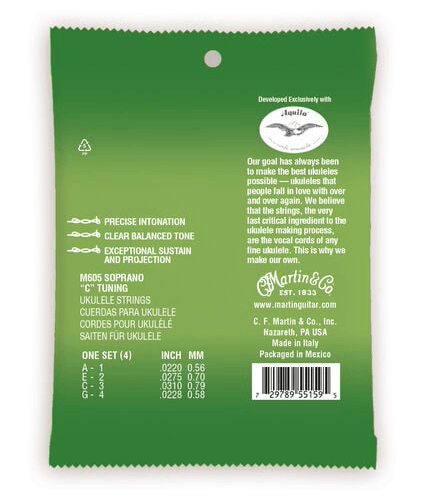 Martin M605 Ukulele Premium Soprano Polygut Strings