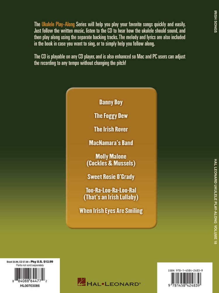 Irish Songs Ukulele Play Along Volume 18 BK/CD