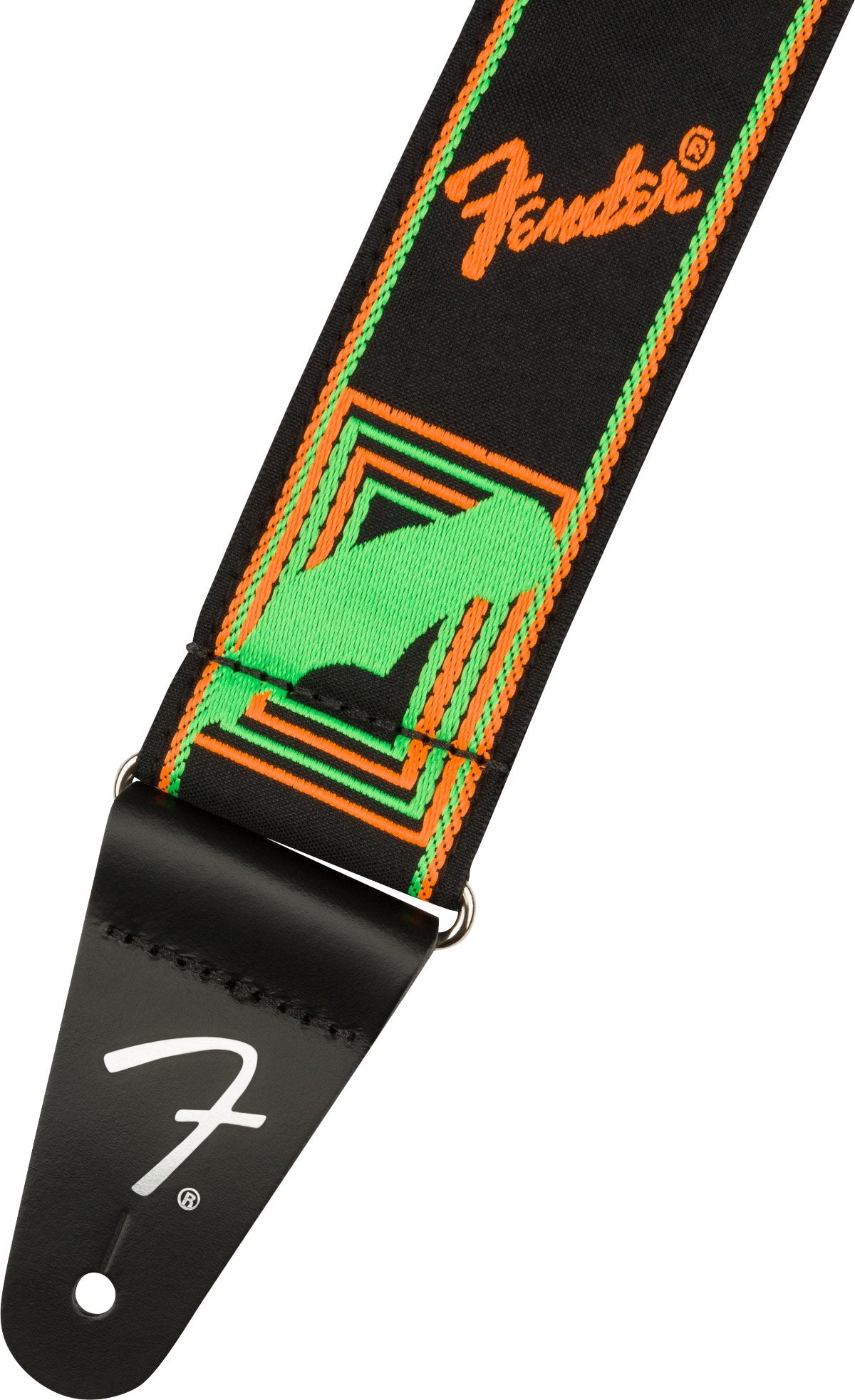Fender Neon Monogrammed Strap in Green And Orange