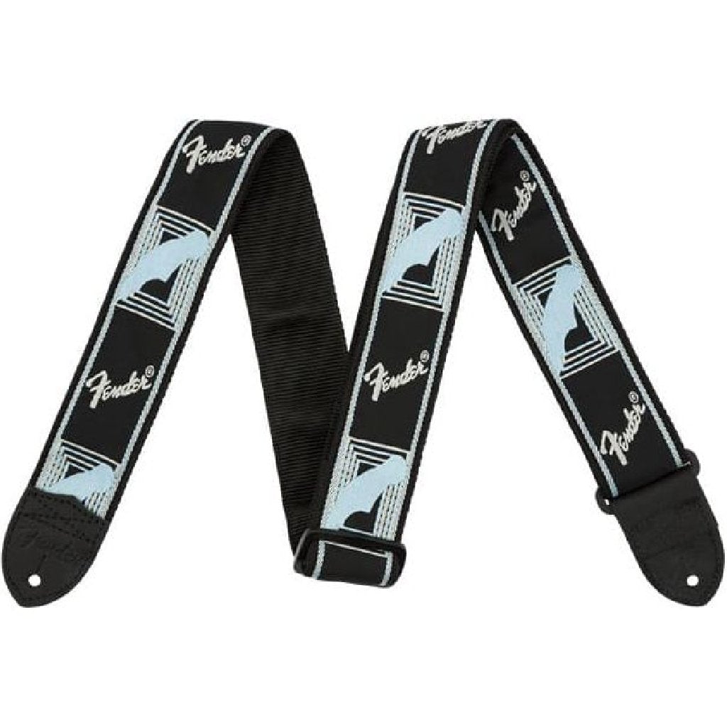 Fender 2" Monogrammed Straps in Black & Light Grey & Blue