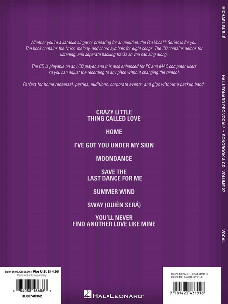 Michael Buble Pro Vocal Men Volume 27 BK/CD
