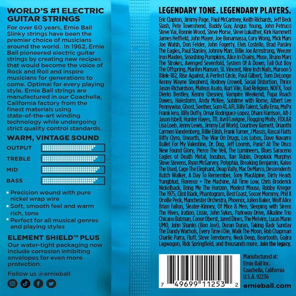 Ernie Ball Extra Slinky Classic RnR Pure Nickel Electric Guitar Strings 3 Pk 8-38 Gauge
