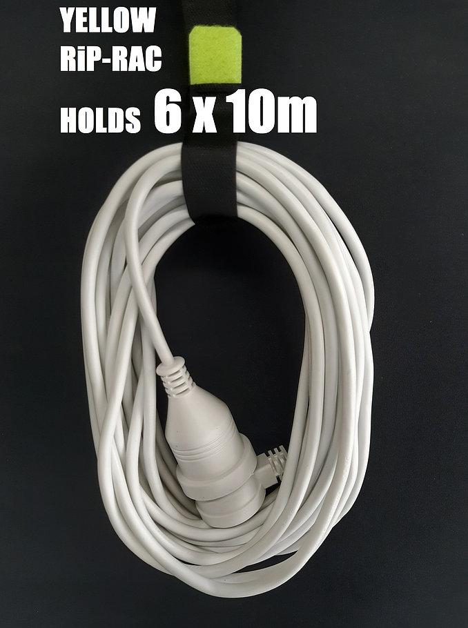 RiP RAC Lead Rack Velcro Cable Storage System YELLOW 6 x 100mm TABS