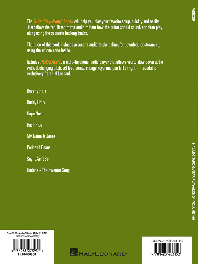 Weezer Guitar Playalong Volume 106 BK/OLA
