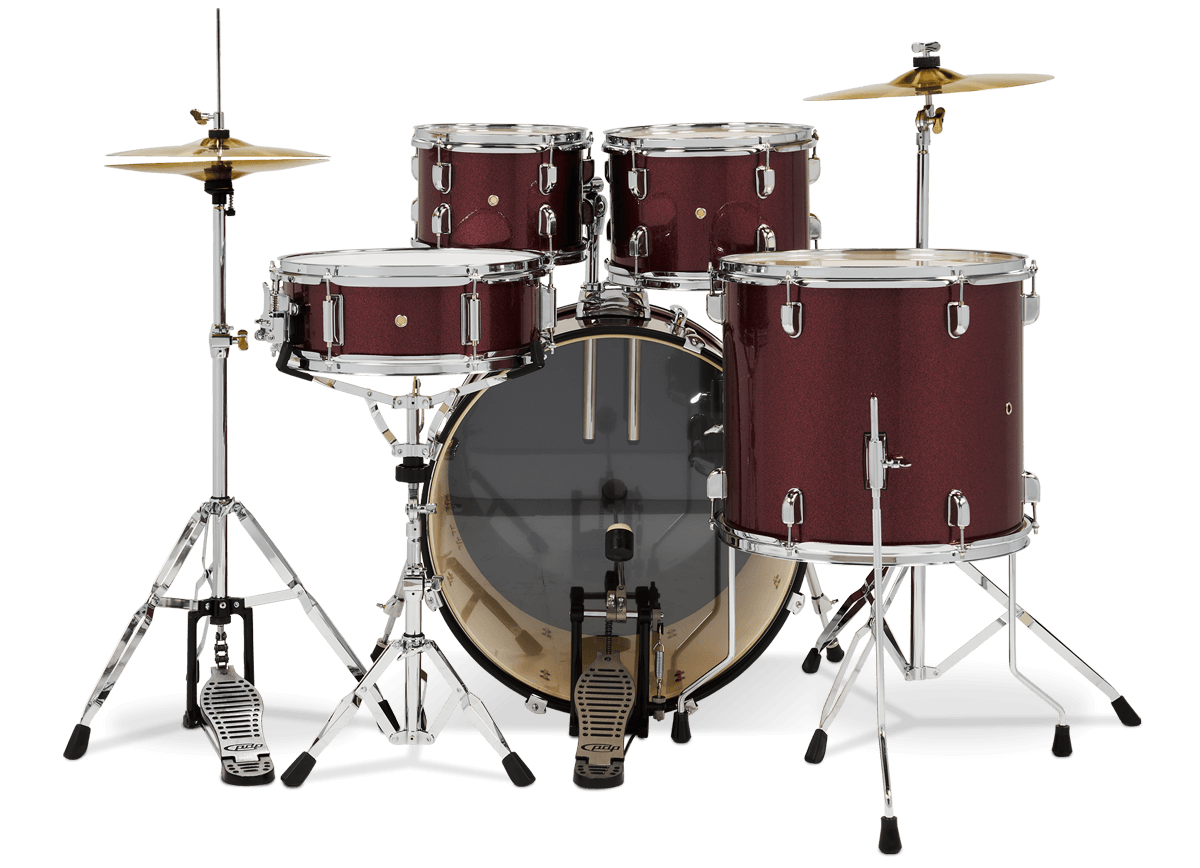 PDP Center Stage 22" 5 Piece Drum Kit in Ruby Red Sparkle