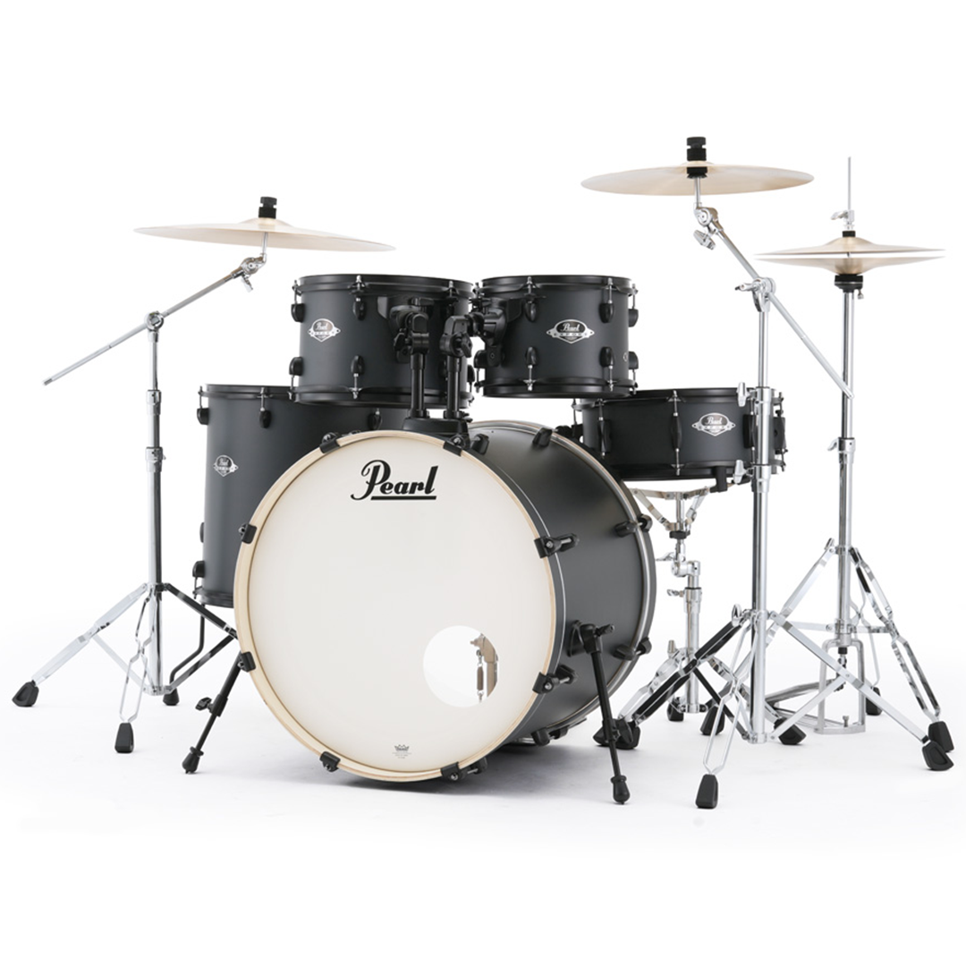 Pearl Export Limited 5-Piece Fusion Plus Drum Kit in Graphite Slate with Black Hardware