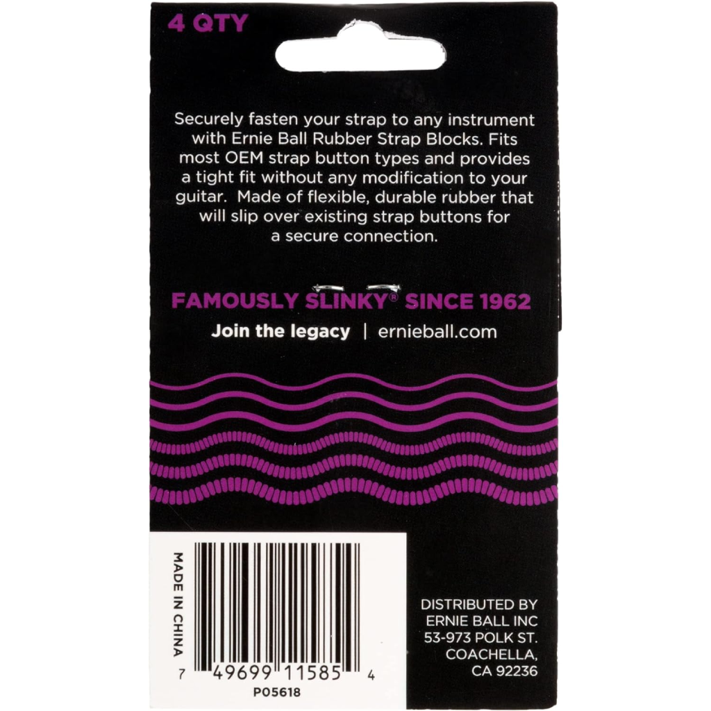 Ernie Ball Strap Blocks 4pk in Purple