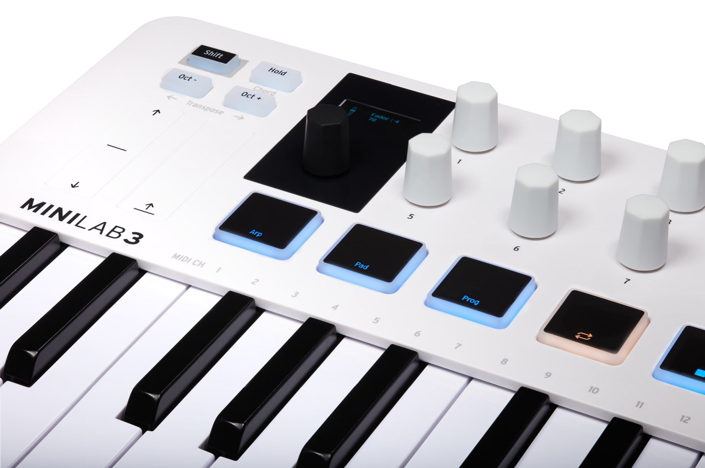 Arturia MiniLAB 3 Compact MIDI Keyboard & Pad Controller in White