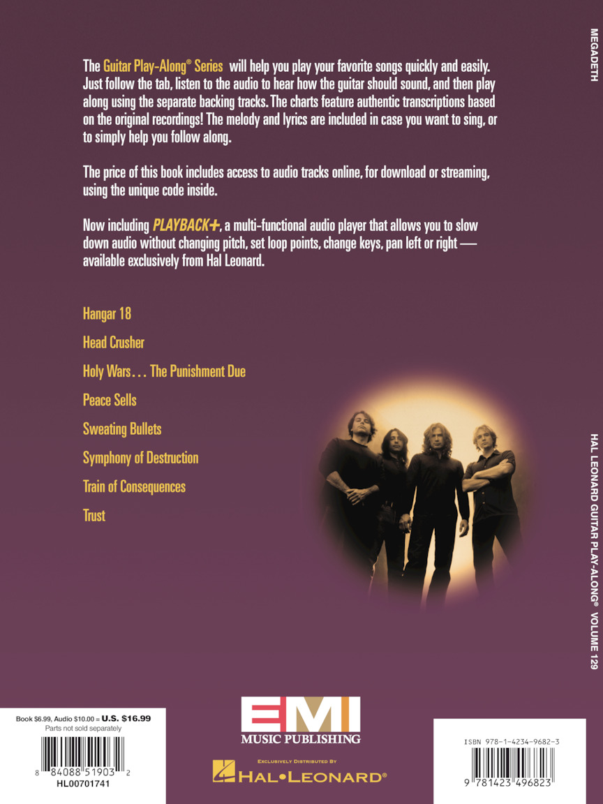 Megadeth Guitar Play Along Volume 129 Book & OLA