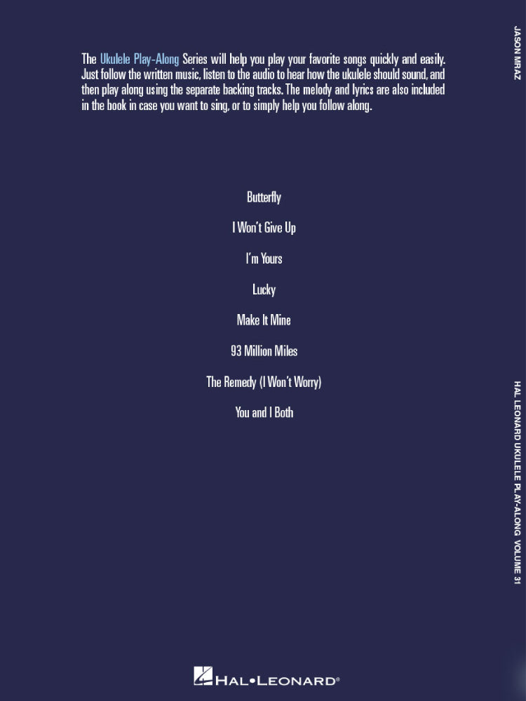 Jason Mraz Ukulele Play Along Volume 31 BK/CD