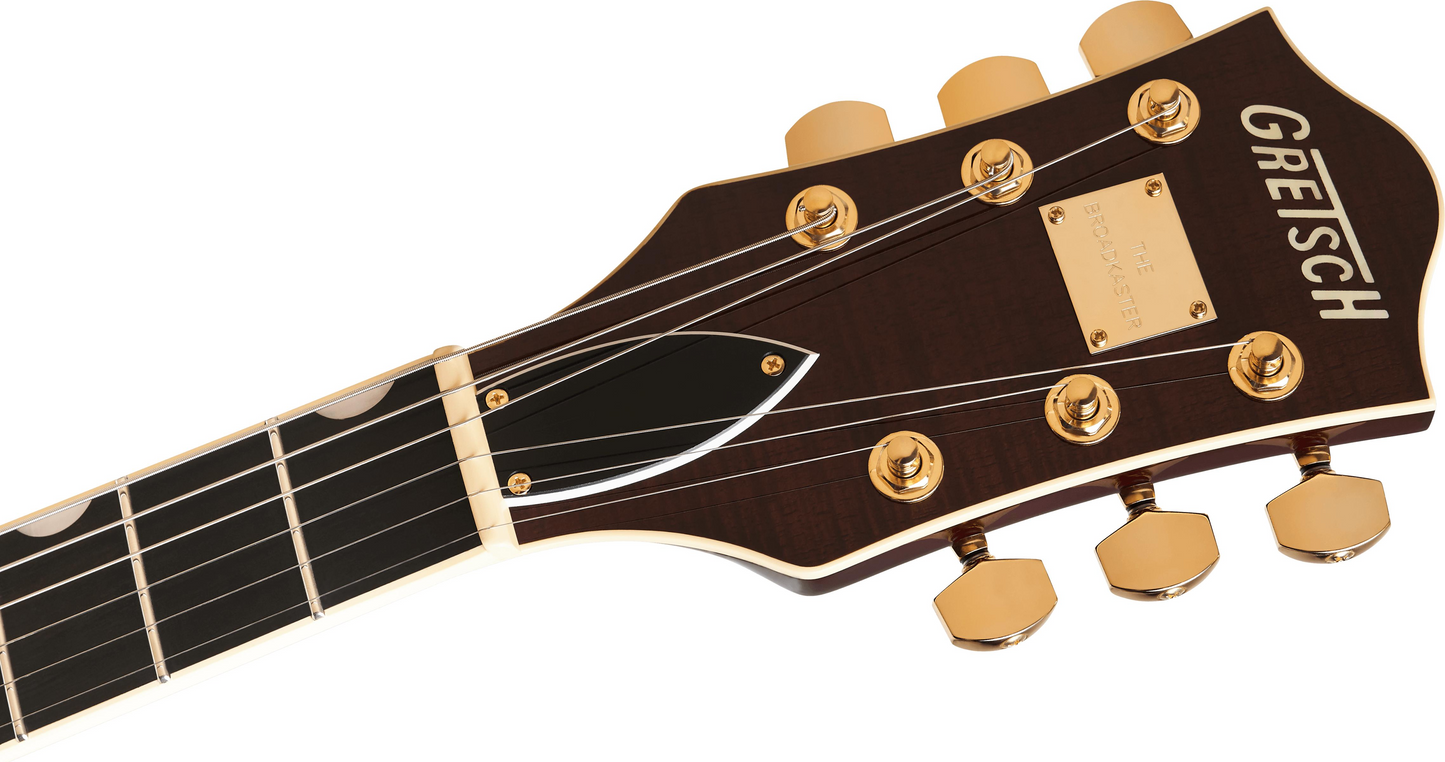 Gretsch Broadkaster LX Figured Center Block with String Thru Bigsby and Gold Hardware in Havana Burst