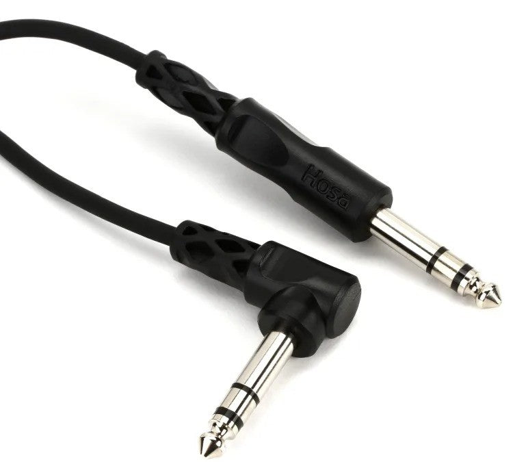 HOSA CSS110R Balanced Interconnect Cable 1/4" TRS to Right Angle 1/4" TRS