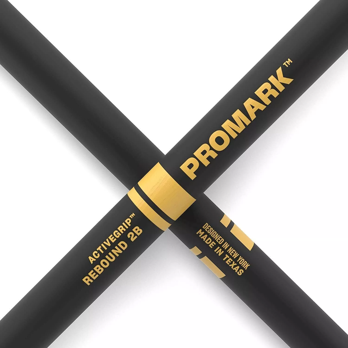 Promark R2BAG Rebound 2B Hickory Active Grip Wood Tip in Black