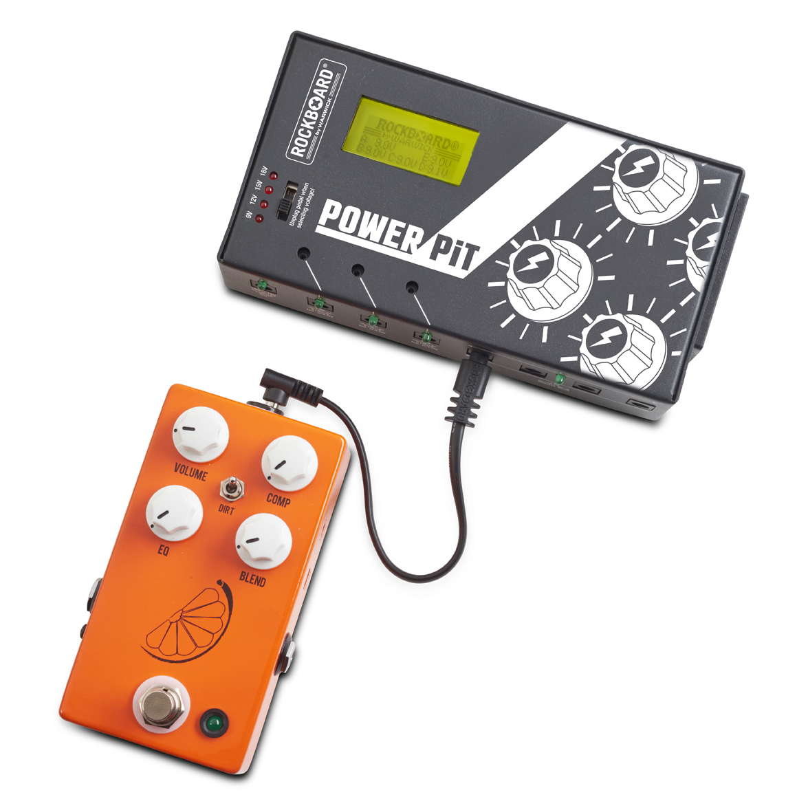 RockBoard 15cm Angled to Straight Power Supply Cable in Black