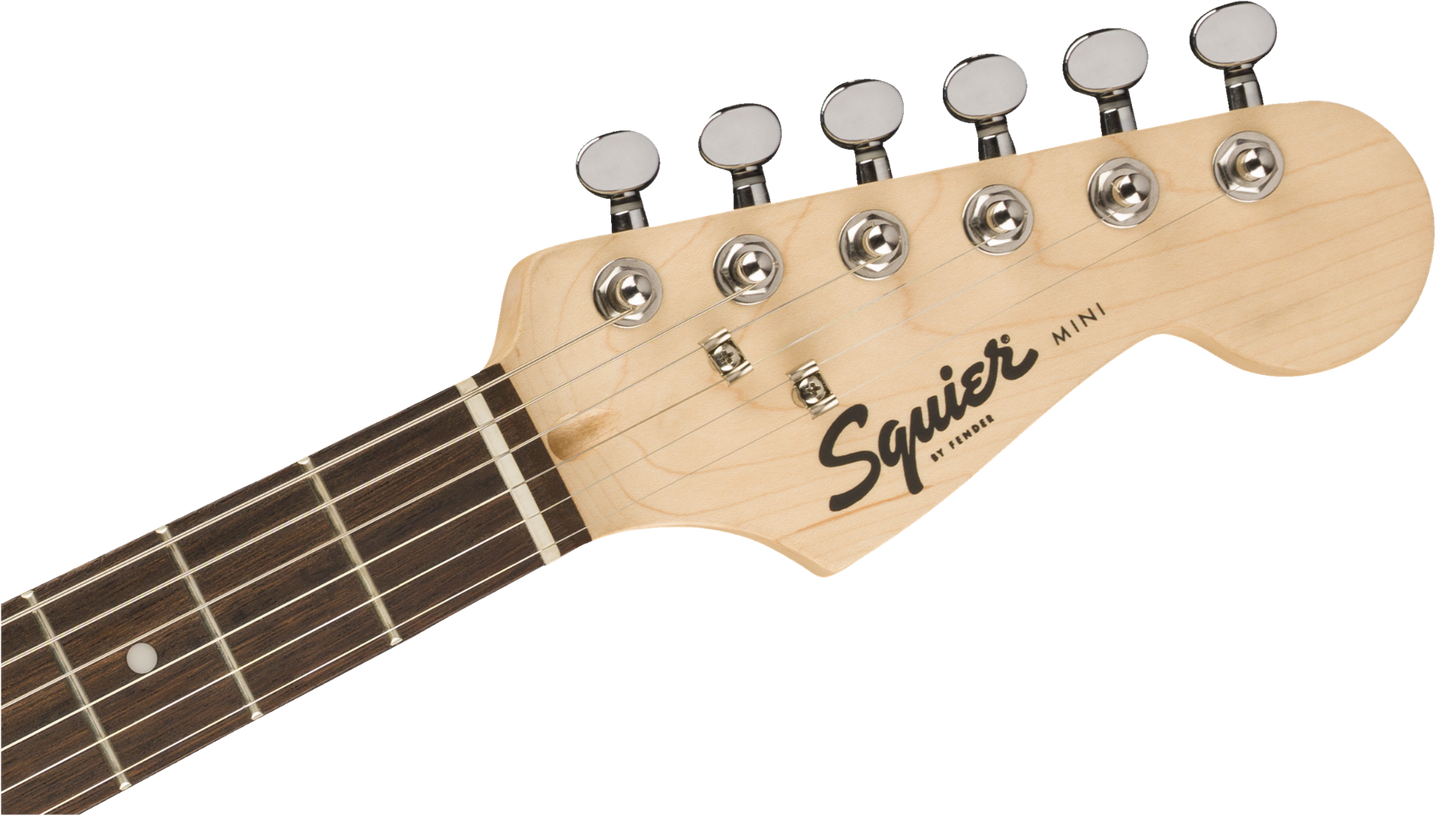 Squier FSR Mini Stratocaster, Laurel Fingerboard, White Pickguard in Competition Orange