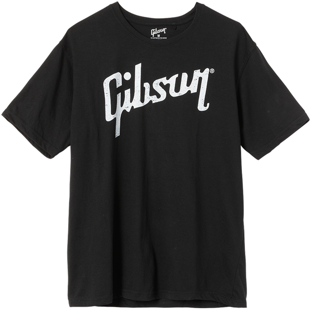 Gibson Size Distressed Gibson Logo Medium Size T Shirt in Black