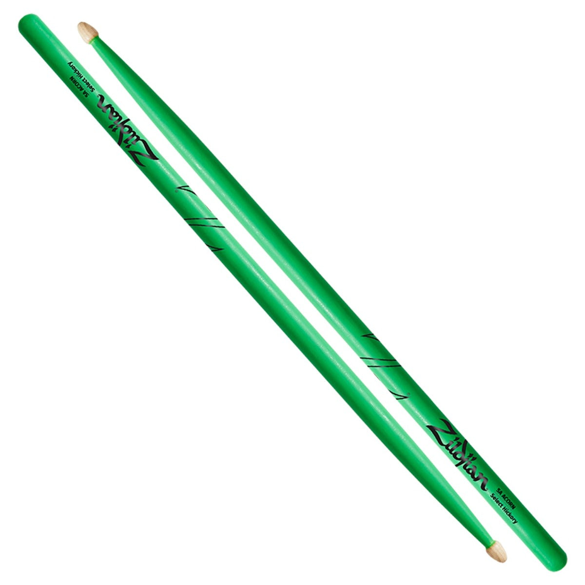 Zildjian 5A Acorn Neon Green Hickory Drumsticks