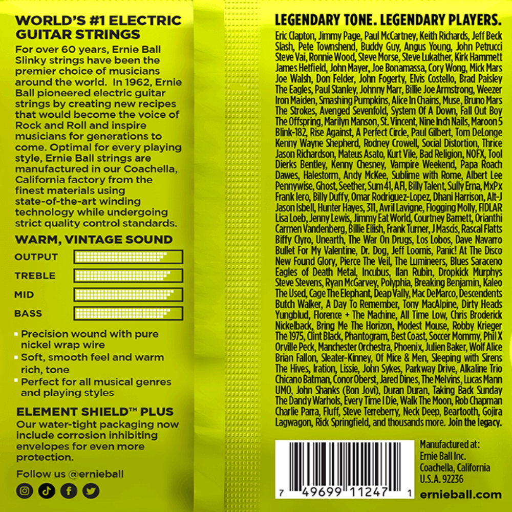 Ernie Ball Regular Slinky Classic RnR Pure Nickel Electric Guitar Strings 3 Pk 10-46 Gauge