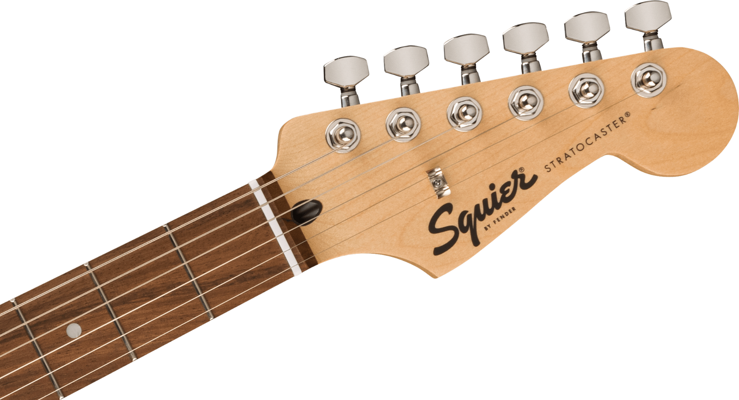 Squier FSR Squier Sonic Stratocaster HSS, Laurel Fingerboard, White Pickguard in Surf Green