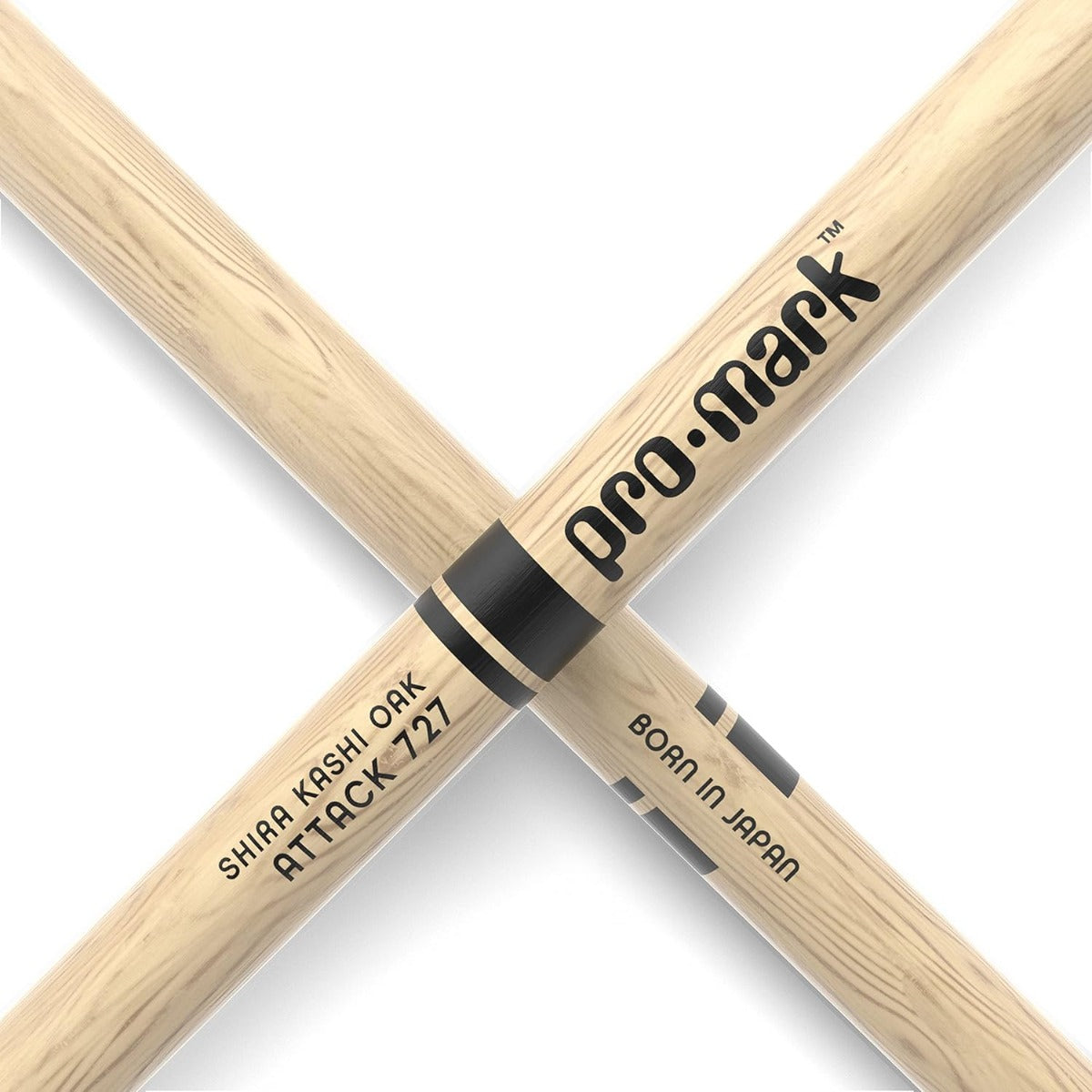 Promark Attack 727 Lacquered Shira Kashi Oak Nylon Tip DrumSticks