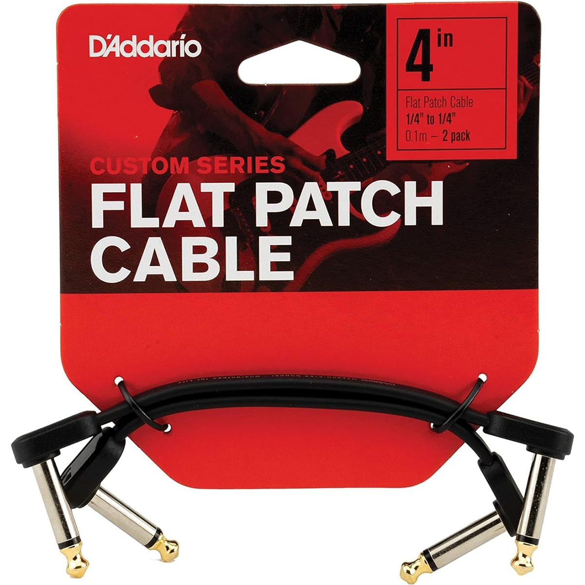 D'Addario 4" Matching Right-Angle Flat Patch Cable 2 Pack