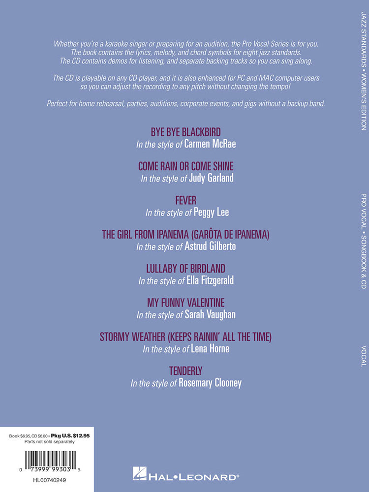 Jazz Standards Pro Vocal Womens Edition Volume 2 BK/CD