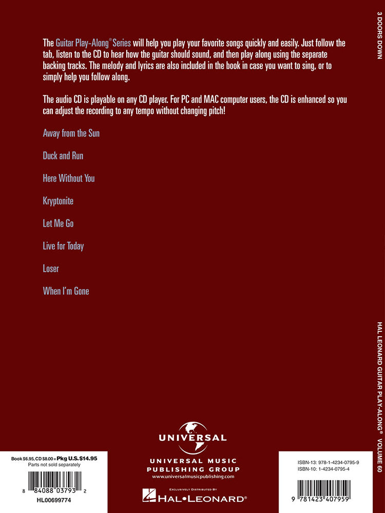 3 Doors Down Guitar Playalong Volume 60 BK/CD