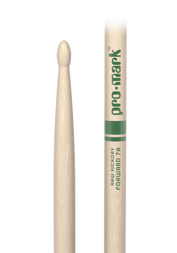 Promark Forward 7A Raw Hickory Wood Tip Natural Drumsticks