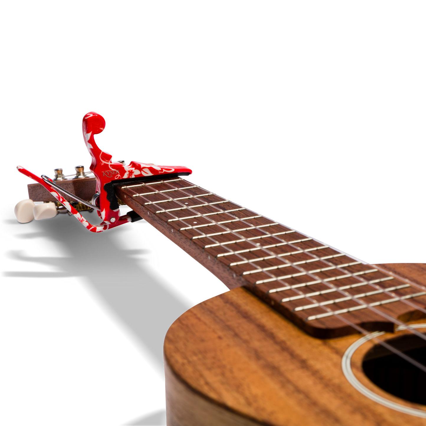 Kyser Quick Change Capo for Ukulele in Red Hibiscus