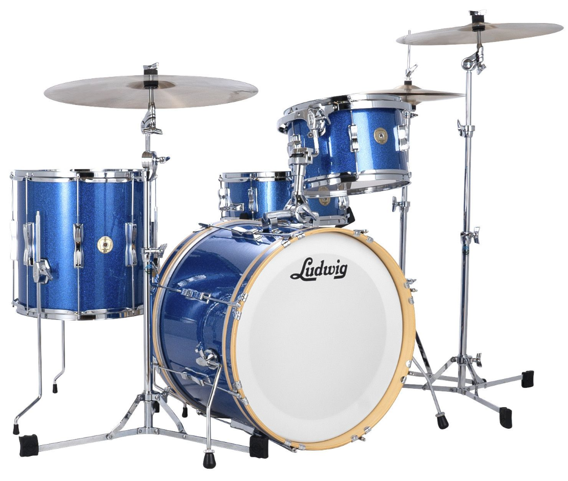 Ludwig Continental Club Series FAB Plus 4 Piece Shell Pack in Blue Sparkle