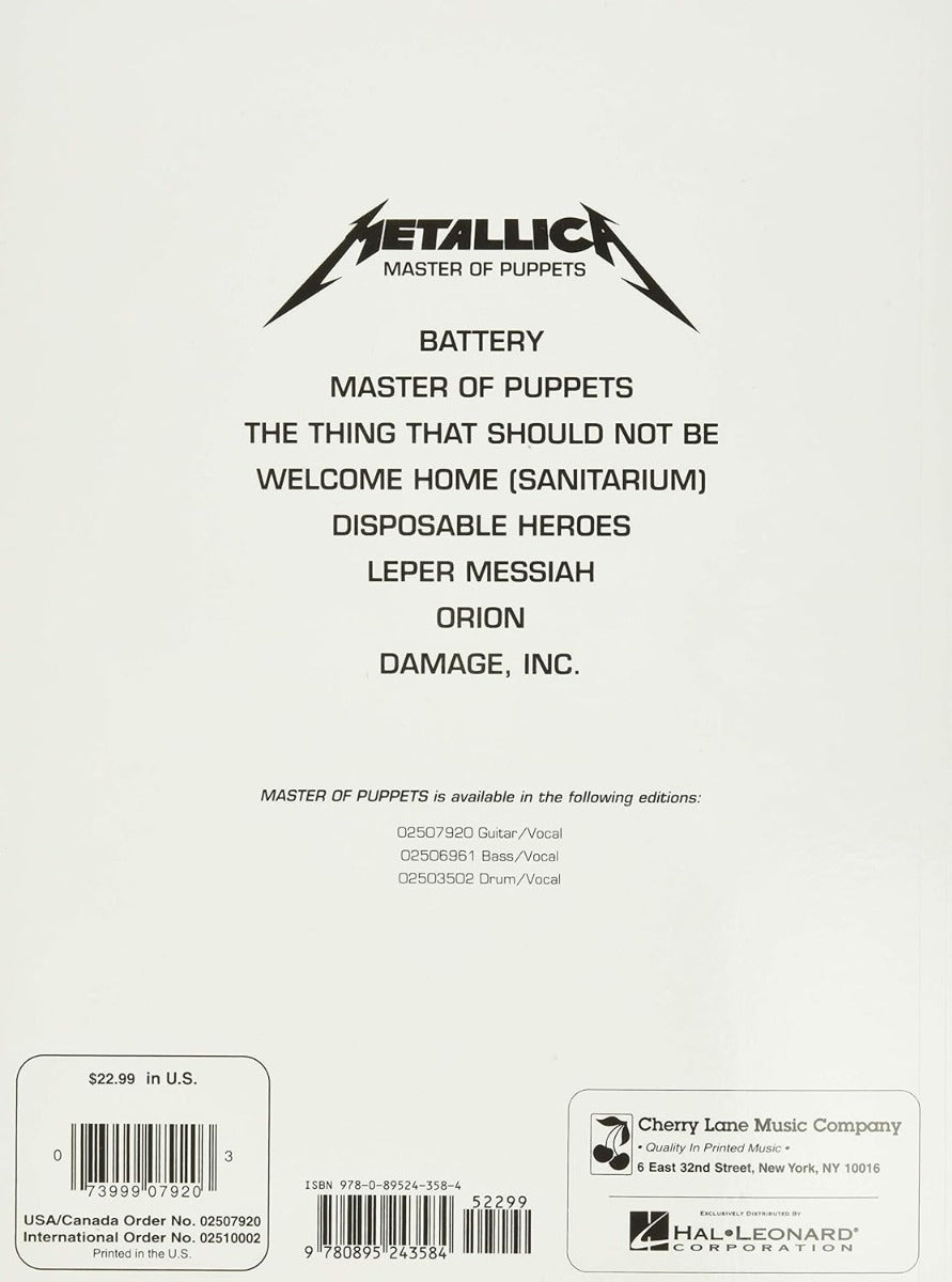 Metallica Master Of Puppets Guitar Tab