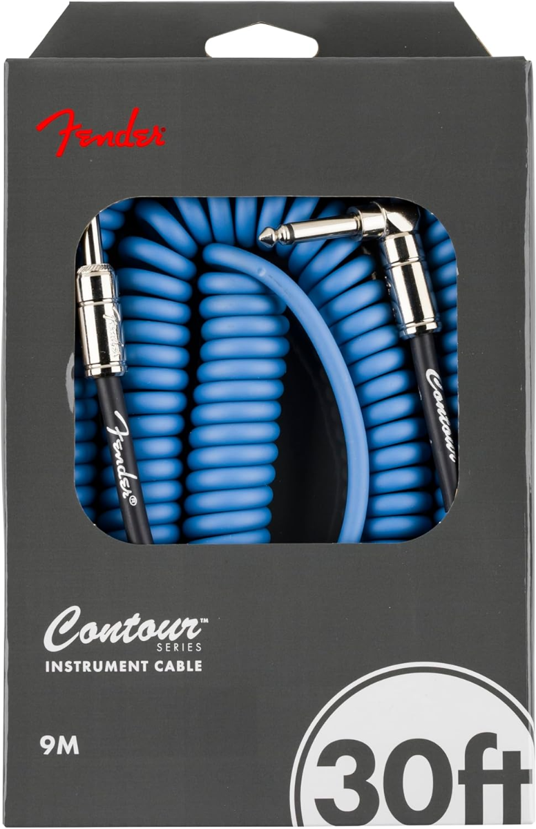 Fender Contour™ Series 30' Coil Instrument Cable in Lake Placid Blue