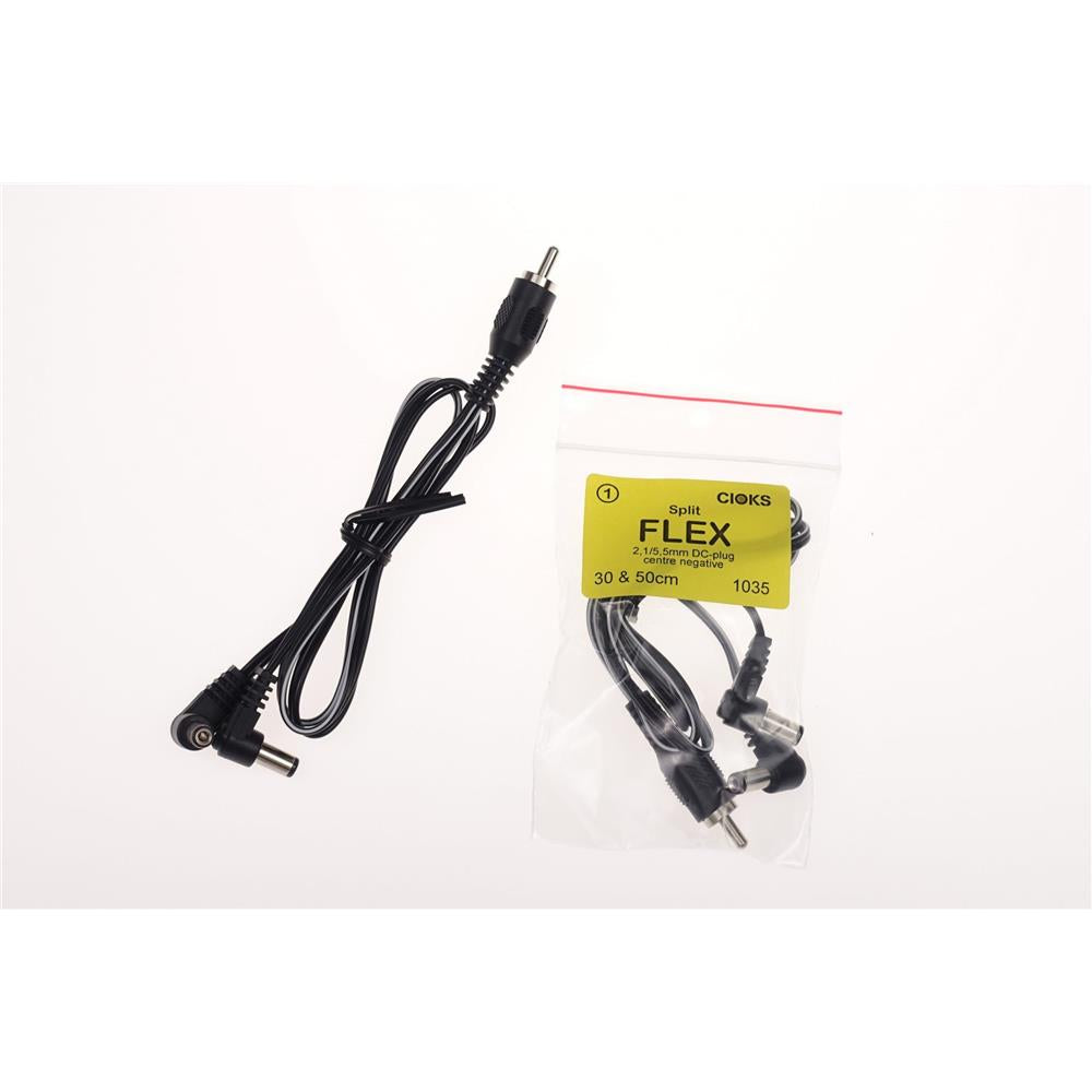 CIOKS 1035 Split Flex 5,5/2,1mm Center Negative DC Plug 30 & 50cm in Black