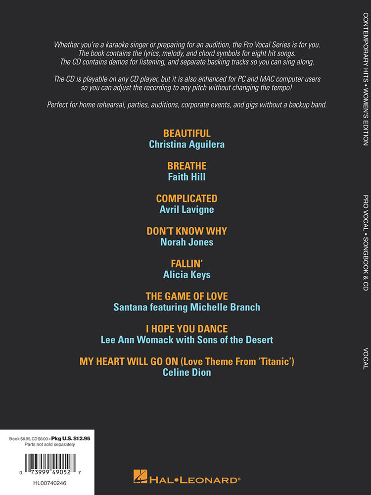 Contemporary Hits Pro Vocal Womens Volume 3 BK/CD