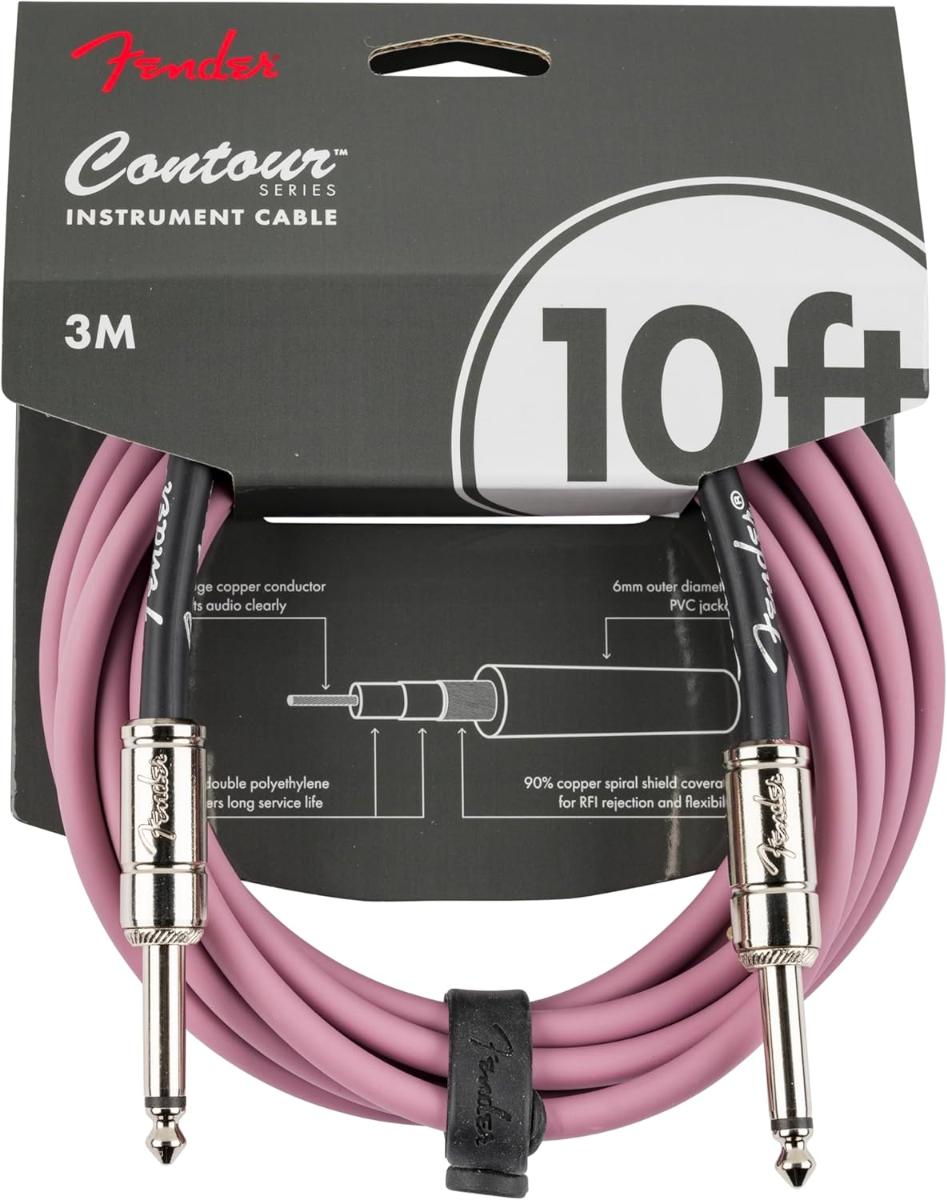 Fender Contour 10' Instrument Cable in Burgundy Mist