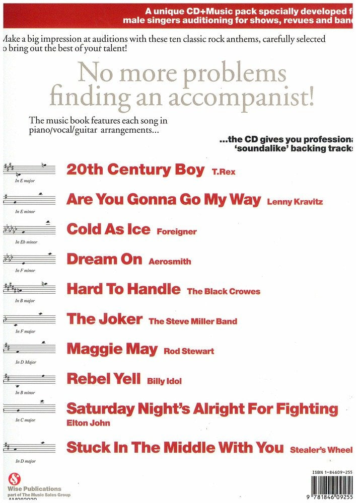 Audition Songs for Male Singers Rock BK/CD