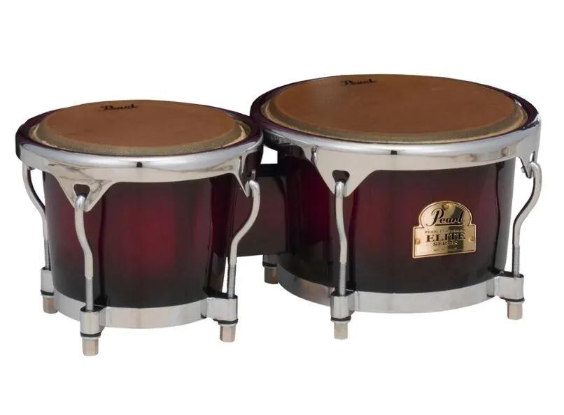 Pearl Percussion Elite Series Wood 7" and 9" Bongos in Merlot Burst
