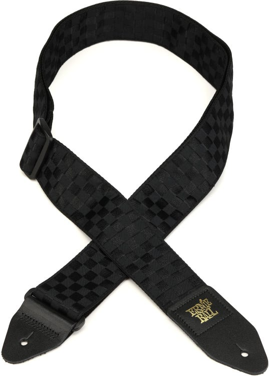 Ernie Ball Classis Jacquard Guitar Or Bass Strap in Black Checkers