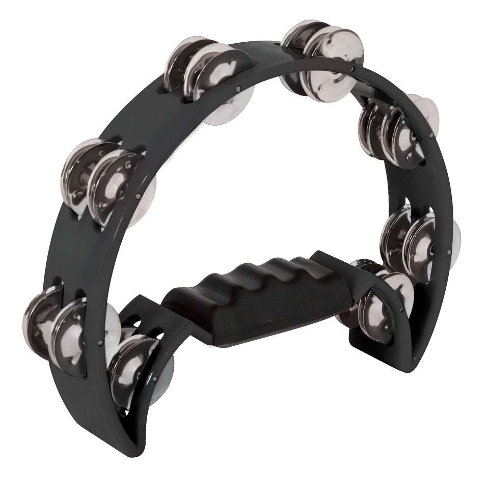 Mano Percussion 9"X5" Half Moon Tambourine in Black