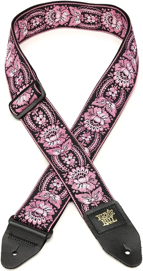 Ernie Ball Classis Jacquard Guitar Or Bass Strap in Pink Orleans