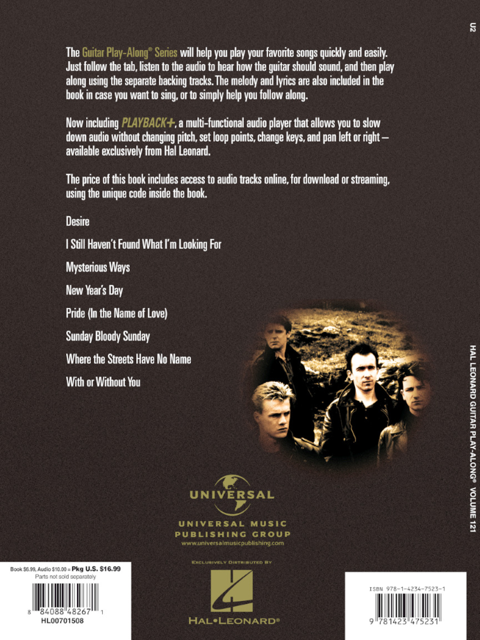 U2 Guitar Play Along Volume 121 Book & OLA