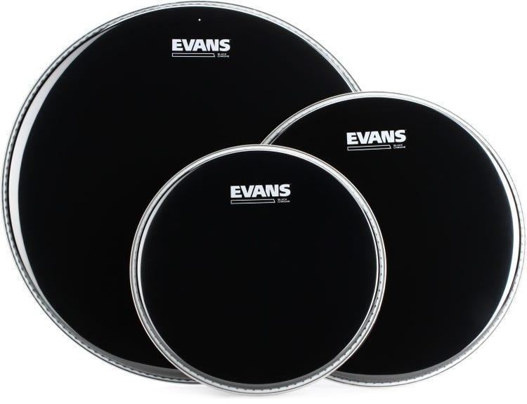Evans Drumheads Chrome Pack in Black 10", 12" and 16"