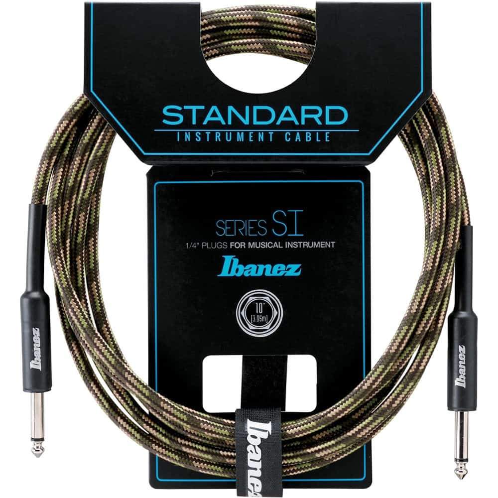 Ibanez SI10 10ft Woven Guitar Cable in Camo Green