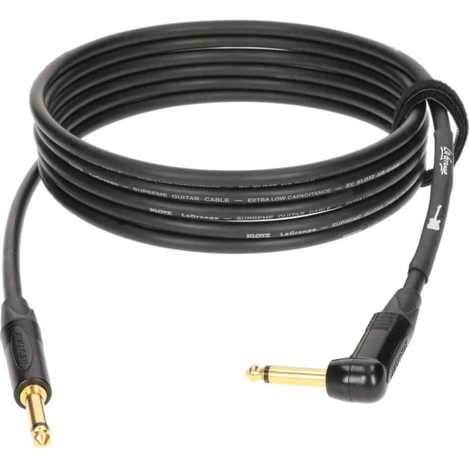 Klotz LaGrange 3m Jack & Angled Jack Gold Tip Guitar Cable in Black