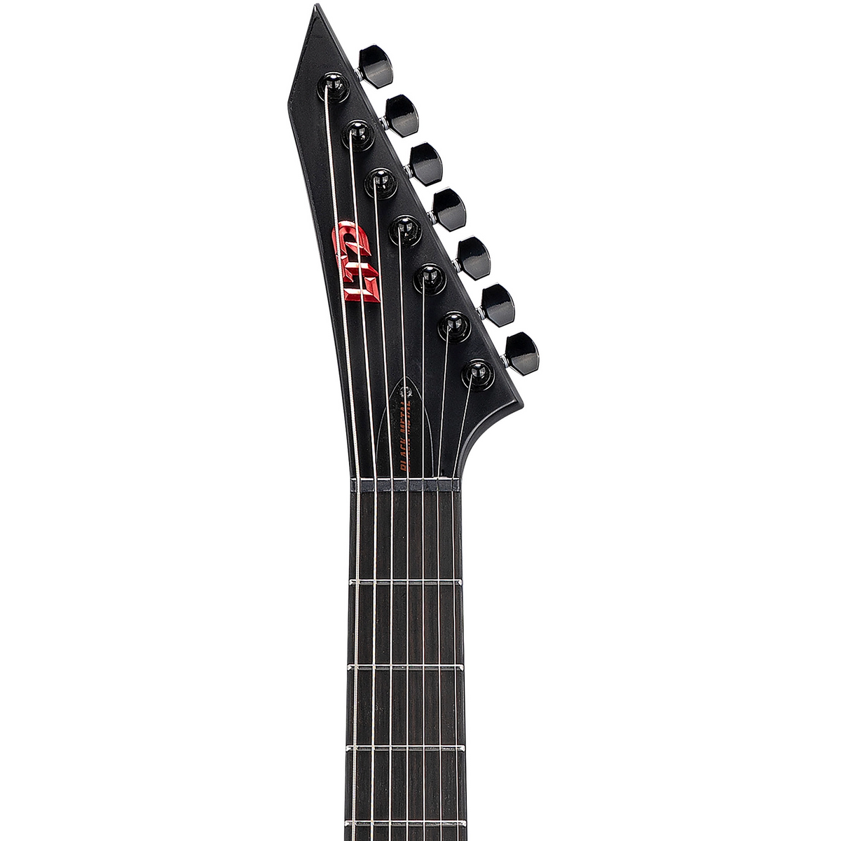 ESP LTD EXL-7 Black Metal 7-String Baritone Electric Guitar in Black Red Burst Satin