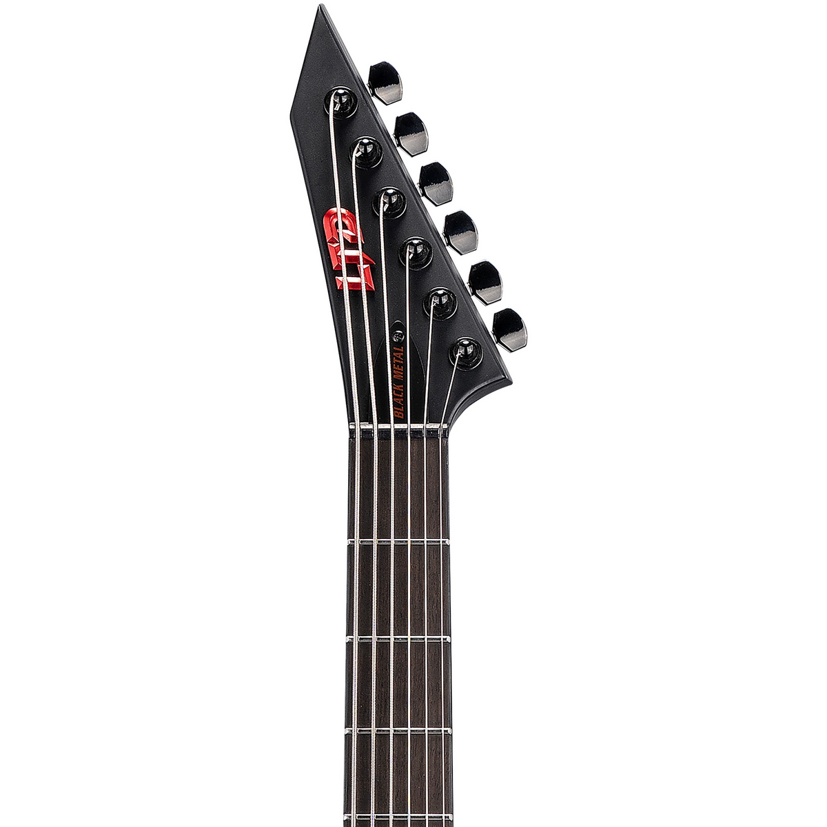 ESP LTD M-6 EverTune 30 Black Metal Baritone Electric Guitar in Black Red Burst Satin