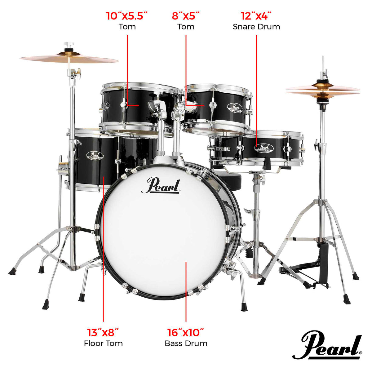 Pearl Roadshow Junior 5 Piece Drum Kit w/Hardware and Cymbals in Pink