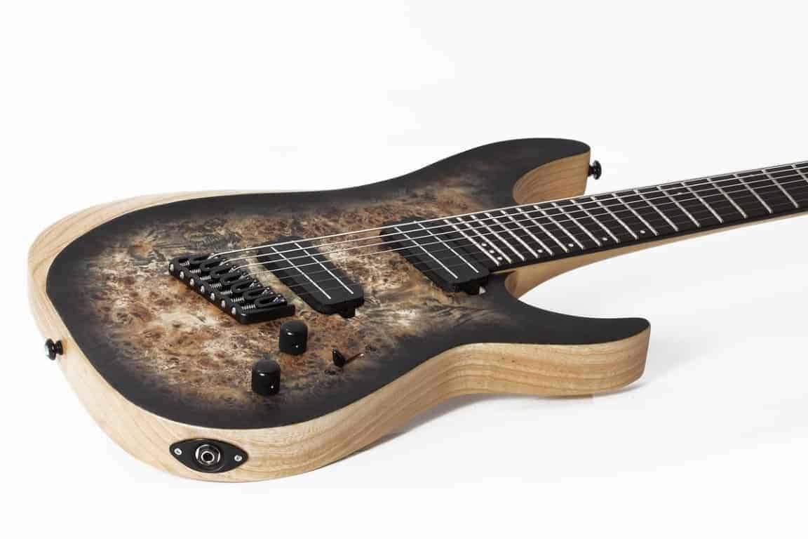 Schecter Reaper 7 Multiscale 7 String in Satin Charcoal Burst